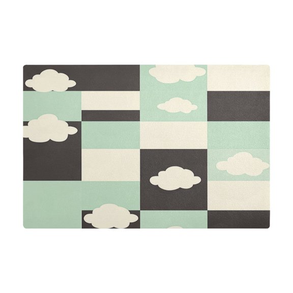 Checkered Pattern with Clouds Coffee Machine Mat Kitchen Dish Drying Matst Absorbent Water 11.8''x17.7''