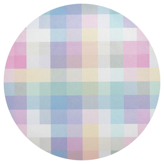 Checkered Pattern with Light Colors PVC Round Grid Placemat Table Mat 1 Pc 15.4" x 15.4"
