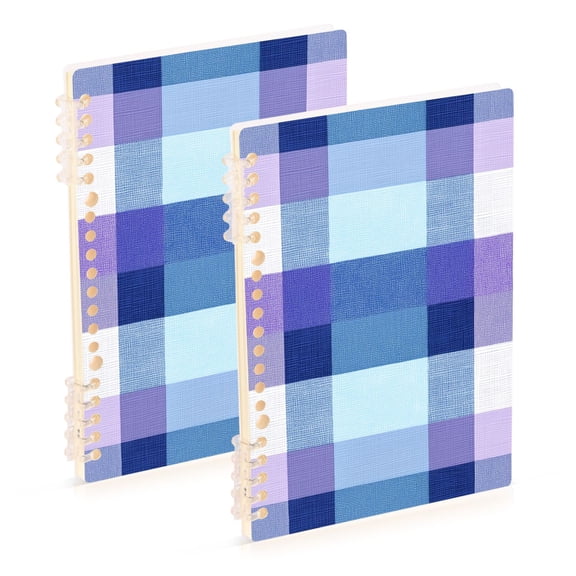 Checkered Pattern with Purple Blue Notebook Detachable Coil Notebook Diary Plan Book A5 Size 60 Pages 2 Pack