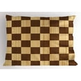 thumbnail image 1 of Checkered Pillow Sham Empty Checkerboard Wooden Seem Mosaic Texture Image Chess Game Hobby Theme, Decorative Standard Queen Size Printed Pillowcase, 30 X 20 Inches, Brown Pale Brown, by Ambesonne, 1 of 2