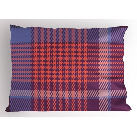 Checkered Pillow Sham Retro British Irish Cultural Pattern of Tartan Abstract Celtic Design, Decorative Standard Queen Size Printed Pillowcase, 30 X 20 Inches, Purple Lavender Orange, by Ambesonne