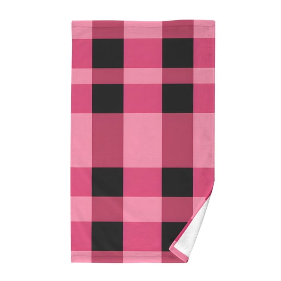 Checkered Pink Grid Print Cotton Face Towel Soft Hand Towel Absorbent Bathroom Towel for Kitchen Hotel