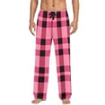 thumbnail image 1 of Checkered Pink Grid Print Men's Pajama Pants Cotton Long Sleepwear Lounge Pants S, 1 of 7
