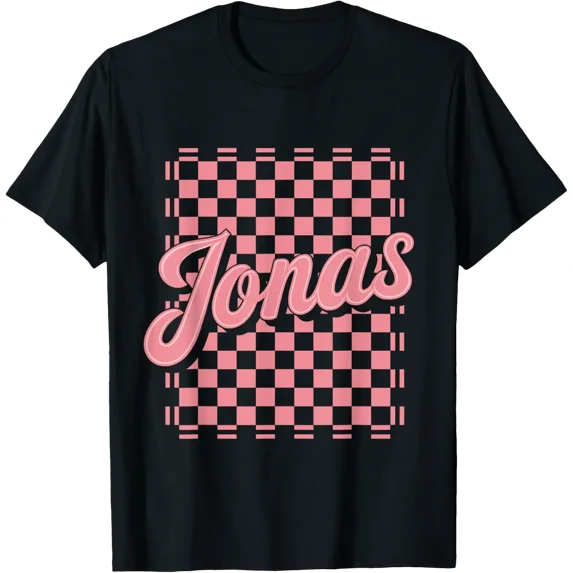 Checkered Pink Jonas Name Graphic T-Shirt - Walmart.com