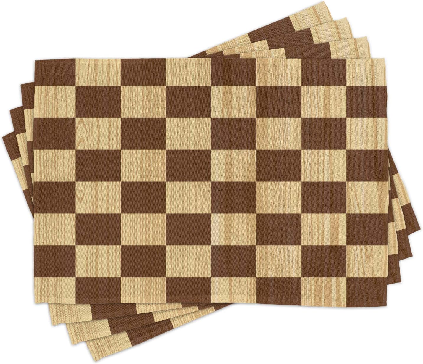 Checkered Place Mats Set of 4, Empty Checkerboard Wooden Seem Mosaic ...