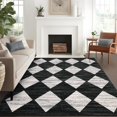 thumbnail image 1 of Checkered Plaid Area Rug 5x7 Washable Rugs, Modern Neutral Rug with Non-Slip Rubber Backing, Soft Faux Wool Throw Carpet for Entryway Bedroom Living Room Kitchen Dining Room Nursery,Black, 1 of 9