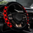thumbnail image 1 of Checkered Plaid Car Steering Wheel Cover Protector Fluffy Plush Red-Black Universal Non-Slip Warm 15'' Elastic, 1 of 7