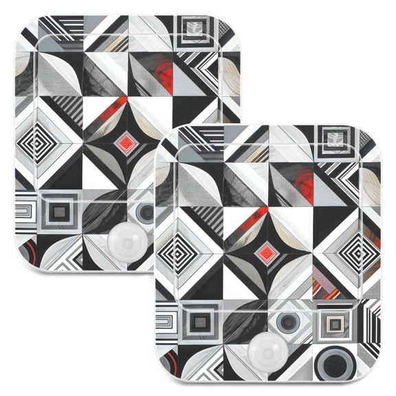 Checkered Plaid Funny Geometry 2 Pack LED Motion Sensor Night Light Plug into Wall Auto Dusk to Dawn Adjustable Brightness for Kids Bedroom Hallway Nursery Room