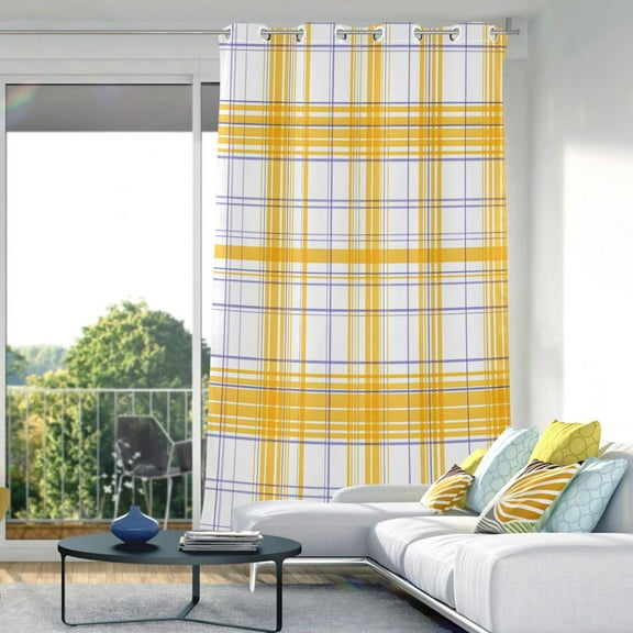 Checkered Plaid Print Blackout Curtains 84"x52" Thermal Insulated Curtain 1 Panel