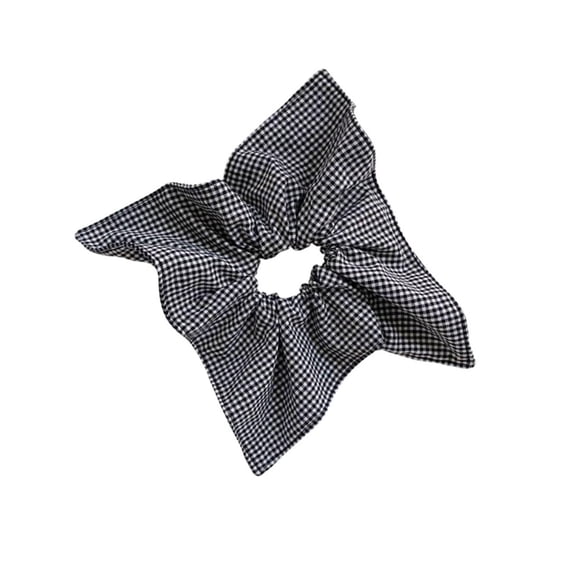 Checkered Plaid Scrunchies Black White Plaid Hair Scrunchies Checkerboard (Square)