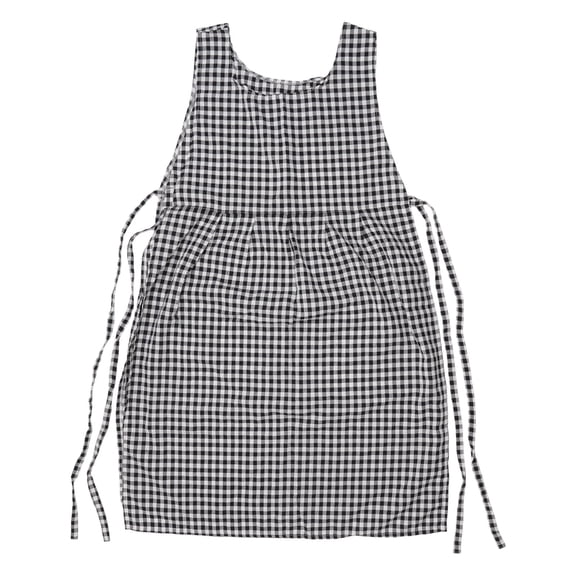 Checkered Plaids Long Apron Adjustable Side Tie Split Pleated Bib Apron with Pockets for Women Florist Shop Overalls