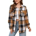 thumbnail image 1 of Checkered Print Blouses Womens Lapel Long Sleeve Shirts Tops Button Open-Front Plaid Printed Sweatshirt Pockets Fall Casual Trendy Sweatshirt Tops 2025, 1 of 6