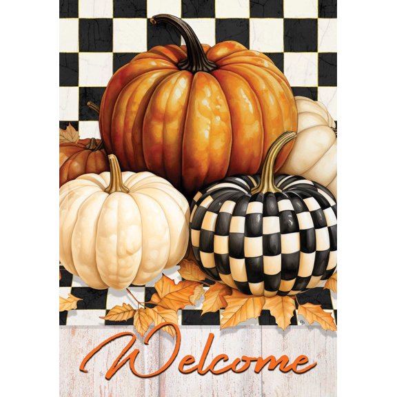 Checkered Pumpkin 5463 Decorative Flag