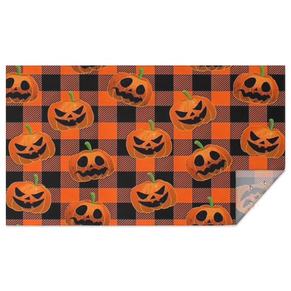Checkered Pumpkin Halloween Pattern Rectangle Tablecloth 60"x102",Waterproof Polyester Rectangle Table Cloth, Wipeable Spillproof Polyester Tablecloth for Dining, Camping, Indoor and Outdoor