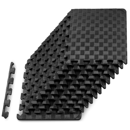 Checkered Puzzle Exercise Mat 12 x 12 1/2-in, Black, 12 Sq Ft - 12Tiles