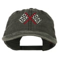thumbnail image 1 of Checkered Racing Flag Embroidered Washed Cap - Black OSFM, 1 of 5