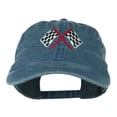 thumbnail image 1 of Checkered Racing Flag Embroidered Washed Cap - Navy OSFM, 1 of 5