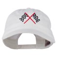 thumbnail image 1 of Checkered Racing Flag Embroidered Washed Cap - White OSFM, 1 of 5