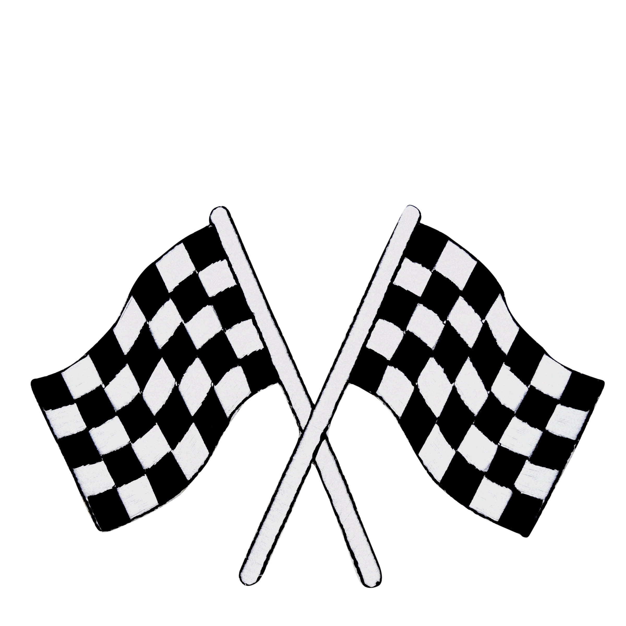 Checkered Racing Flags Large Black/White Iron on Applique