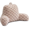 thumbnail image 1 of Checkered Reading Pillow with Arms, Adults Backrest Reading & Rest Pillows for Sitting Up in Bed, Bed Rest, Lounging, Working, Arms Back Support Cushion for Men Women Teens, Beige, 1 of 18