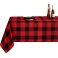 thumbnail image 1 of Checkered Rectangle Christmas Tablecloth - Waterproof and Washable Gingham Xmas Table Cloth Holiday Decorative Table Cover for Party, Red/Black 60 x 120 Inch, 1 of 6