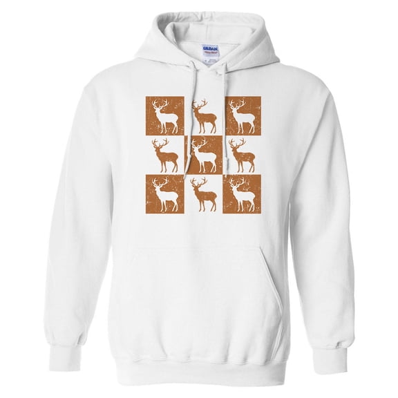 Checkered Reindeer Christmas Hoodie Sweatshirt Unisex Large White