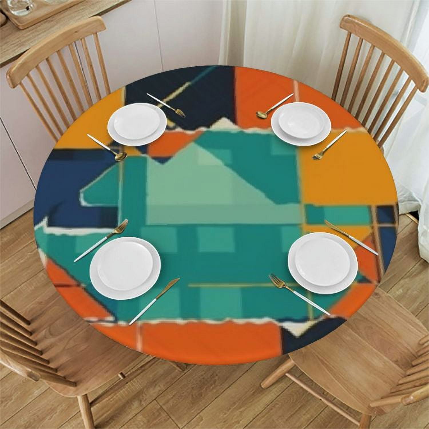 Checkered Rhombus Pattern Pattern Round decorative tablecloth can be ...