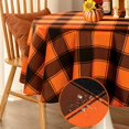 thumbnail image 1 of Checkered Round Halloween Tablecloth - Waterproof, Wrinkle Resistant and Washable Gingham Table Cloth Decorative Table Cover for Party, Orange/Black 60 x 60 Inch, 1 of 6