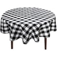 thumbnail image 1 of Checkered Round Tablecloth 60 Inch - Waterproof Stain and Wrinkle Resistant Washable Fabric Table Cloth for Dining Room Party Outdoor Picnic, Black and White, 1 of 1