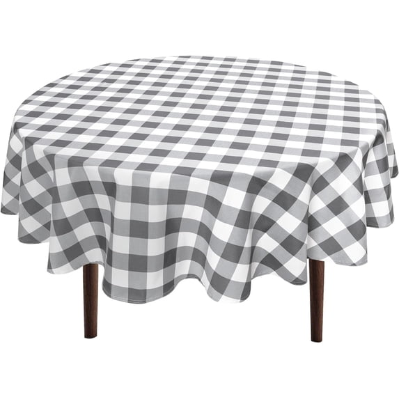 Checkered Round Tablecloth 90 Inch - Waterproof Stain and Wrinkle Resistant Washable Fabric Table Cloth for Holiday,Dining Room,Party,Outdoor Picnic, Red and White Gingham Pattern