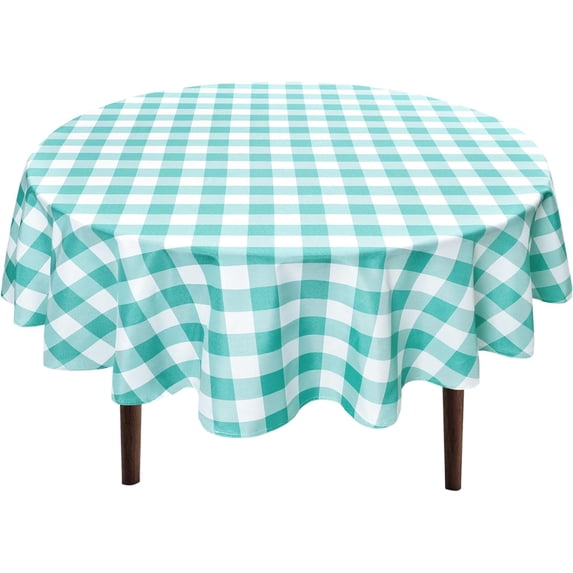 Checkered Round Tablecloth 90 Inch - Waterproof Stain and Wrinkle Resistant Washable Fabric Table Cloth for Holiday,Dining Room,Party,Outdoor Picnic, Red and White Gingham Pattern