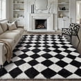 thumbnail image 1 of Checkered Rug 8x10 Living Room Black White Modern Shag Rug Washable Large Area Rug Soft Fluffy Indoor Carpet Fuzzy Vacuumable Rugs for Bedroom Home Decor Non Slip, 1 of 5