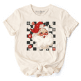 thumbnail image 1 of Checkered Santa Claus Vintage T-Shirt, Retro Merry Christmas Tee, 1 of 8