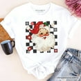 thumbnail image 1 of Checkered Santa Claus Vintage T-Shirt, Retro Merry Christmas Tee, 1 of 6