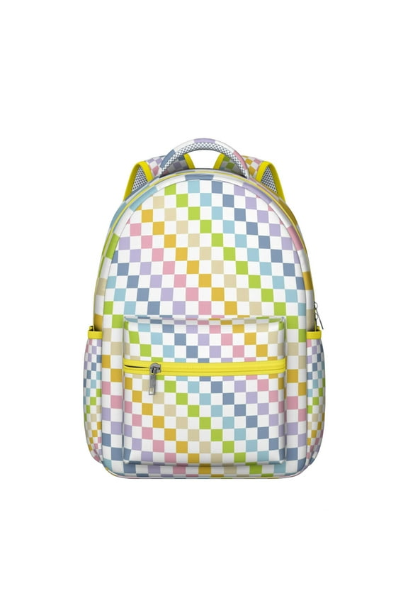 Checkered School Backpack Plaid Pattern with Retro Checkerboard Aesthetic Classic Travel Bag for Students