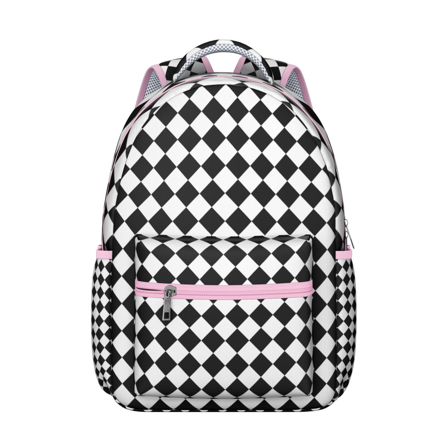 Checkered School Backpack Plaid Pattern with Retro Checkerboard ...