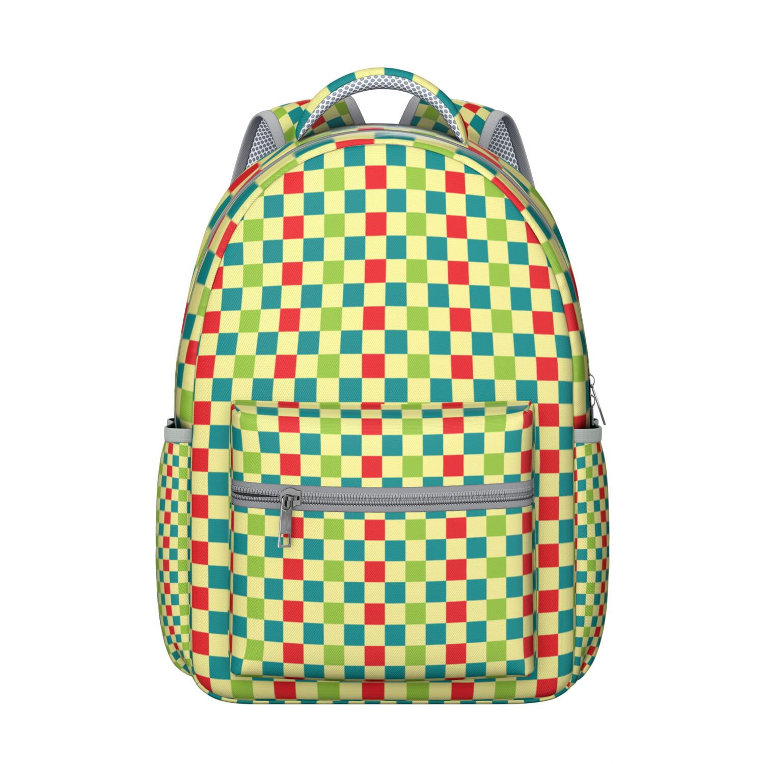 Checkered School Backpack Plaid Pattern with Retro Checkerboard ...