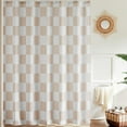 thumbnail image 1 of Checkered Shower Curtain, Beige Shower Curtains for Bathroom, Cute Retro Neutral Checkerboard Shower Curtain Vintage Aesthetic, Machine Washable Fabric Bath Curtain 60"W x 72"L (Pack of 1), 1 of 6