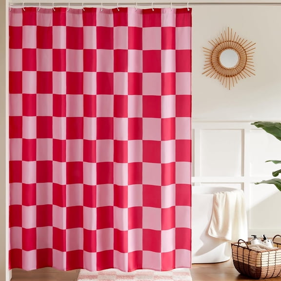 Checkered Shower Curtain, Black and White Shower Curtains for Bathroom, Cute Retro Checkerboard Shower Curtain Vintage Aesthetic, Machine Washable Fabric Bath Curtain, 60x72in