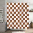 thumbnail image 1 of Checkered Shower Curtain, Brown Shower Curtains for Bathroom, Cute Retro Coffee Checkerboard Shower Curtain Vintage Aesthetic, Machine Washable Fabric Shower Curtain, 72''''x72'''', 1 of 6