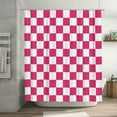 thumbnail image 1 of Checkered Shower Curtain, Hot Pink Shower Curtains for Bathroom, Cute Retro Checkerboard Shower Curtain Vintage Aesthetic, Machine Washable Fabric Shower Curtain, 72''''x72'''', 1 of 6