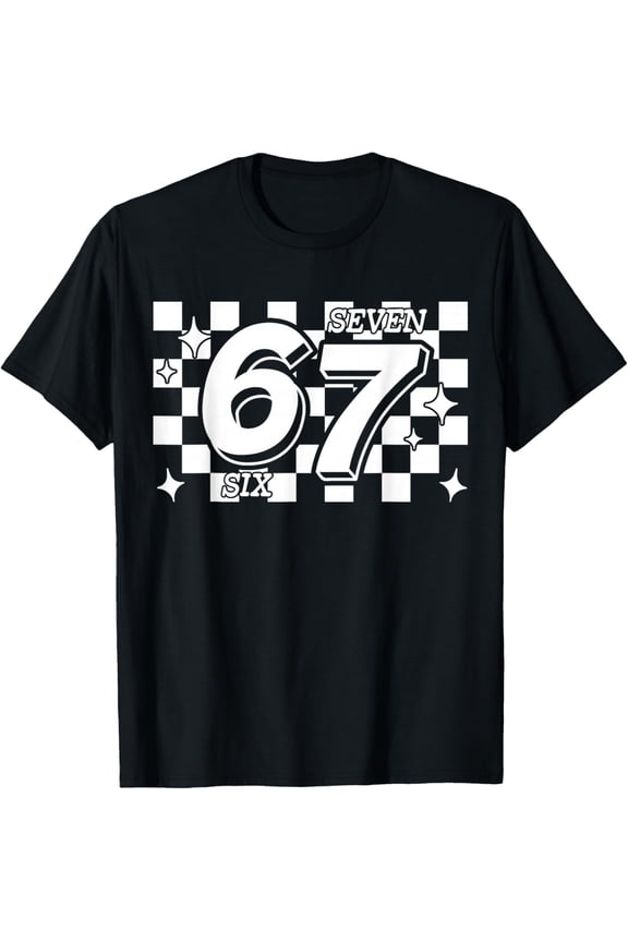 Checkered Six Seven 6 7 Meme Gen Alpha Slang T-Shirt