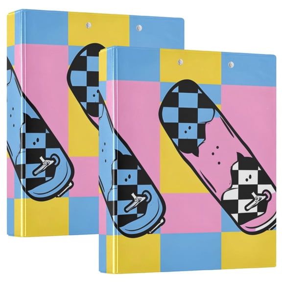 Checkered Skate Texture Hardcover 3 Ring Binder 1.5 inch Round Rings with Interior Pockets Binders Organizer Office School 1 Pack