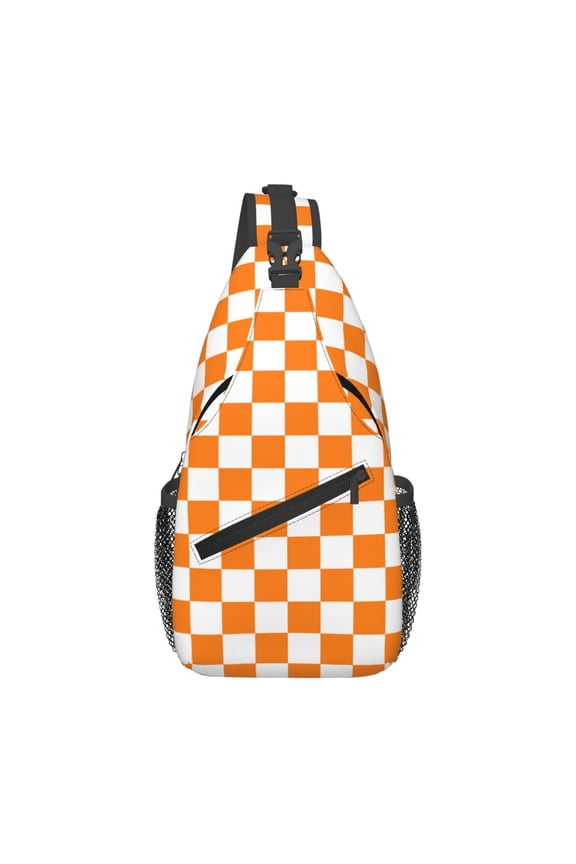 Checkered Sling Backpack Chest Bag Crossbody Shoulder Bag Travel Hiking Daypack for Unisex