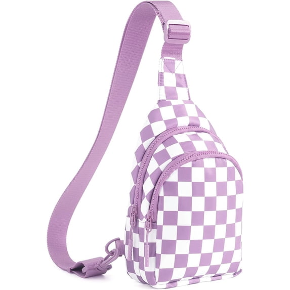 Checkered Sling Bag for Women Small Backpack Crossbody Chest Bag Fanny Packs Purses