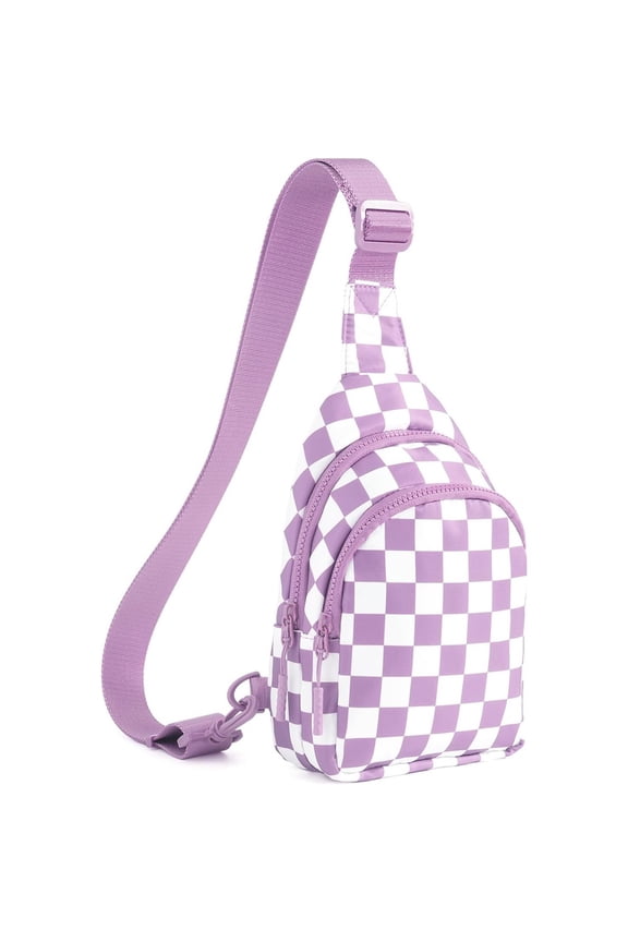 Checkered Sling Bag for Women Small Backpack Crossbody Chest Bag Fanny Packs Purses