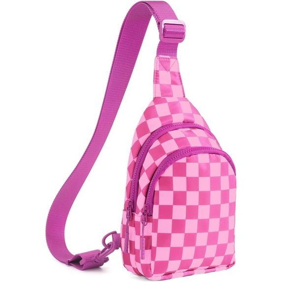 Checkered Sling Bag for Women Small Backpack Crossbody Chest Bag Fanny Packs Purses