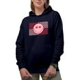 thumbnail image 1 of Checkered Smile Face Romantic Holiday Perfect Gift, Navy Hooded Sweatshirt or Hoodie, Large, 1 of 5