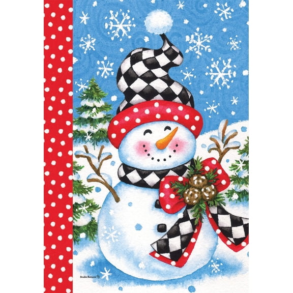 Checkered Snowman 5495 Decorative Flag