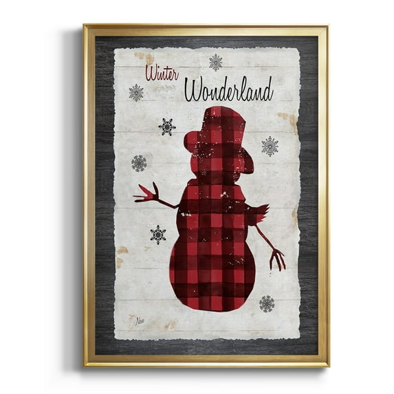 Checkered Snowman II Premium Framed Print - Ready to Hang